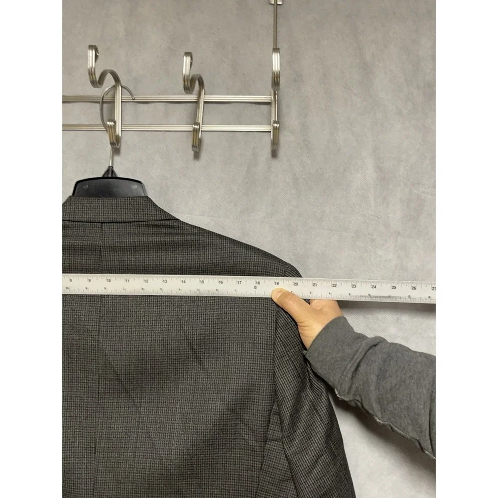 Chaps Blazer Men 42S Gray Beige Houndstooth Wool Flannel Ralph‎ Lauren Coat Luxe